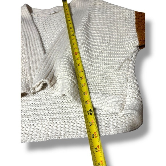 BB Dakota Cream/Navy/Orange Dolman Sleeve Open Front Women's Relaxed Cardigan - Picture 9 of 16